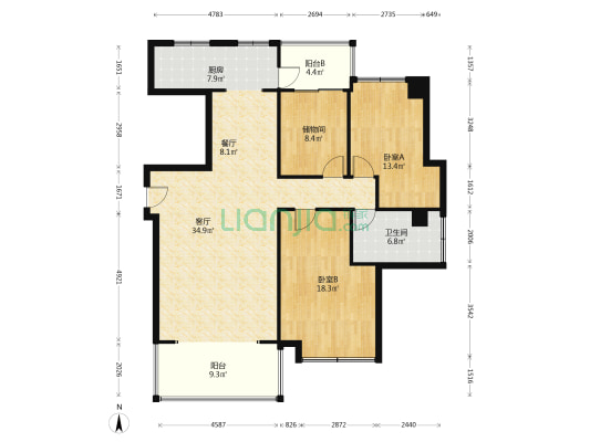 仙桥花园北苑 2室2厅1卫 132平方