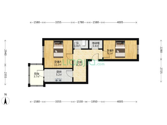 南十六道街 2室0厅2卫 58平方