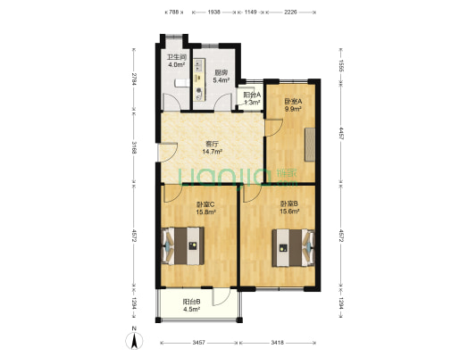 中北新村(江阴市) 3室1厅1卫 85平方