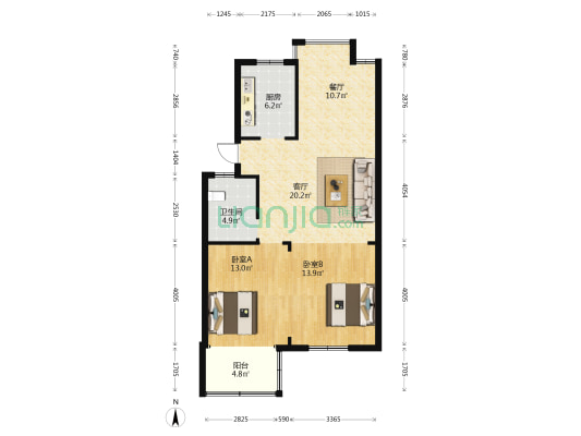 瑞达城市花苑 2室2厅1卫 84平方
