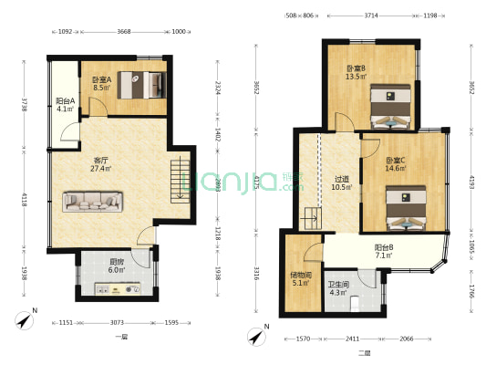 嘉安楼 3室1厅1卫 115平方