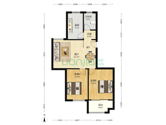 久盛园 2室1厅1卫 89平方