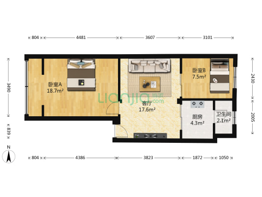 新新街二巷134号 2室1厅1卫 61平方
