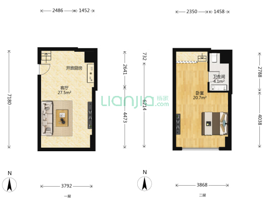 新华联国际 1室1厅1卫 38平方