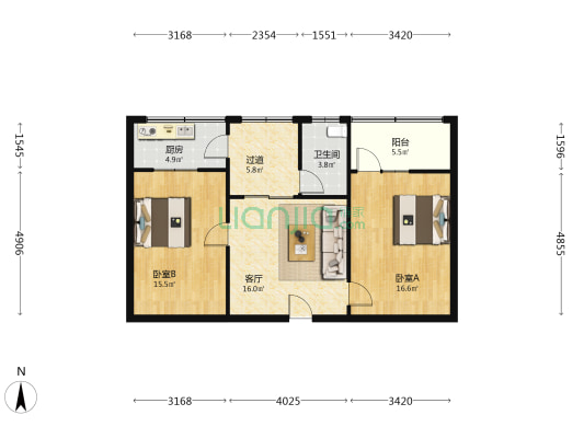 淮阳路七号院 2室1厅1卫 84平方