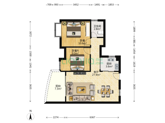 海韵假日 2室1厅1卫 79平方