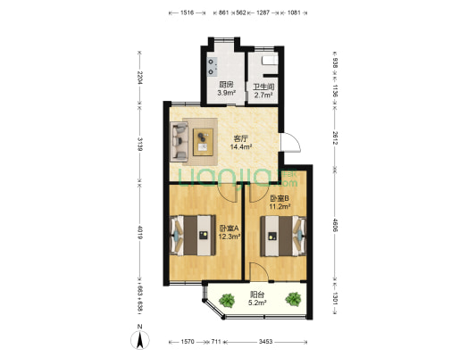 江纺住宅七区 2室1厅1卫 62平方