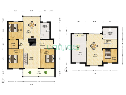 千禧园 4室3厅2卫 188平方