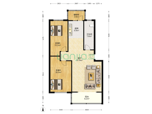 书香苑(坊子区) 2室1厅1卫 122平方