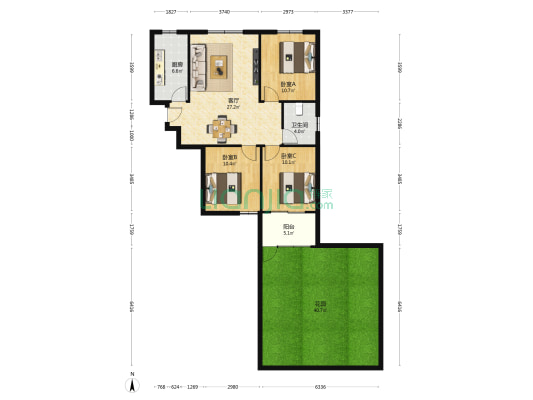 尚美名苑 3室1厅1卫 99平方