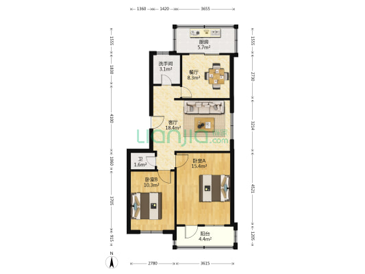 农行楼 2室2厅2卫 78平方