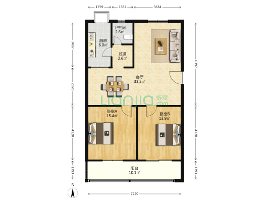 景明街4号院 2室1厅1卫 96平方
