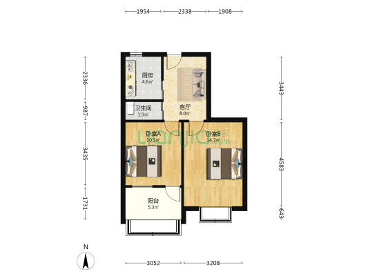 淄建第五生活小区 2室1厅1卫 51平方