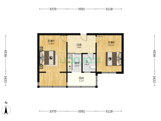 内饰件小区 2室0厅1卫 65平方
