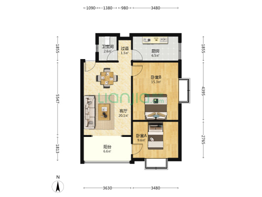富江庭苑 2室1厅1卫 74平方