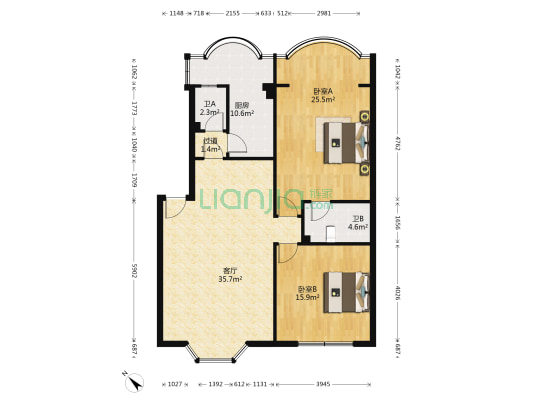 顺心苑 2室1厅2卫 113平方