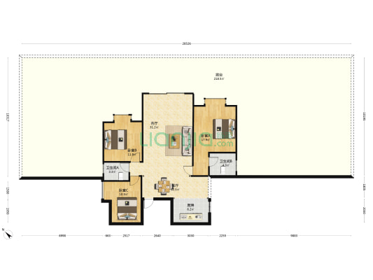 爱琴湾 3室2厅2卫 106平方