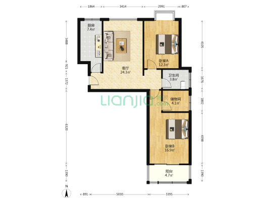 大兴新居A区 2室1厅1卫 99平方