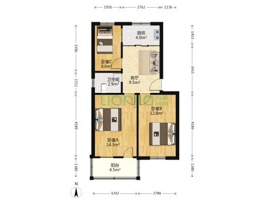 砖桥巷小区 3室1厅1卫 68平方