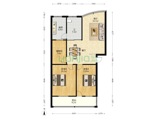官柳南路5号 2室1厅1卫 111平方