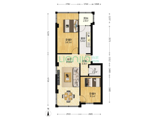 桂园东一路25-27号 2室1厅1卫 75平方
