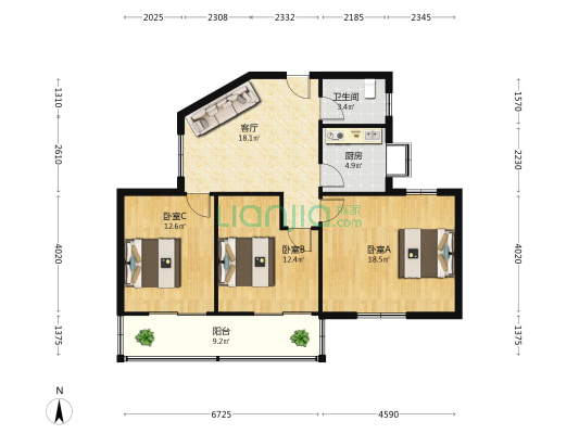紫阳东路4号 3室1厅1卫 92平方