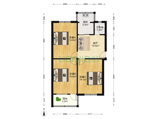 煤机西村 3室1厅1卫 78平方