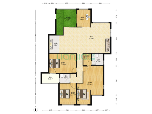 中瑞曼哈顿 4室1厅2卫 177平方