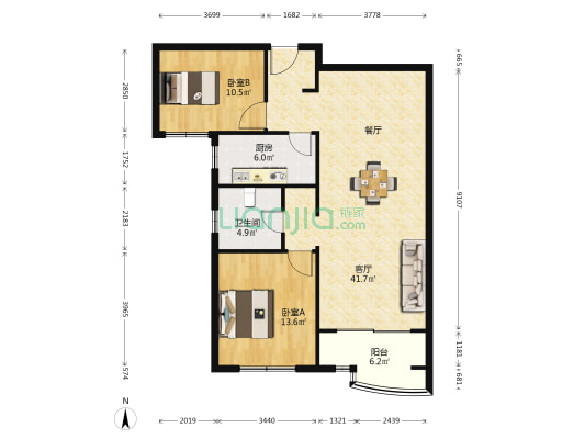 华山嘉苑 2室1厅1卫 105平方