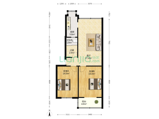 长港路303号 2室1厅1卫 85平方