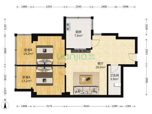 恒裕物业小区 2室1厅1卫 130平方