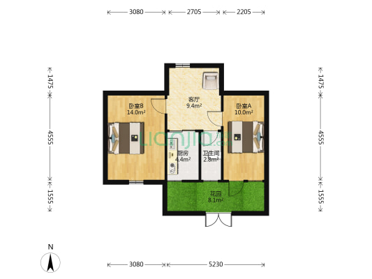 宜光东路南 2室1厅1卫 55平方