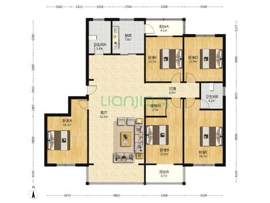 盈瑞家园 5室1厅2卫 245平方