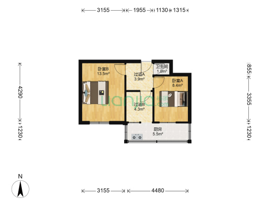 建南11号院 2室0厅1卫 44平方