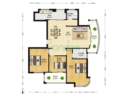 御龙湾 3室1厅2卫 134平方