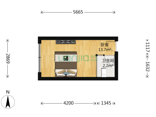 阳光丽舍 1室0厅1卫 51平方