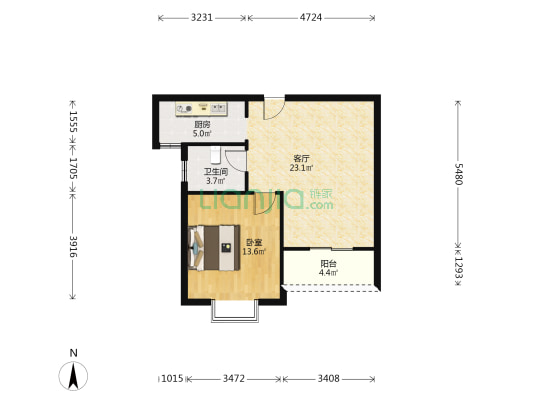 雪新苑 1室1厅1卫 71平方