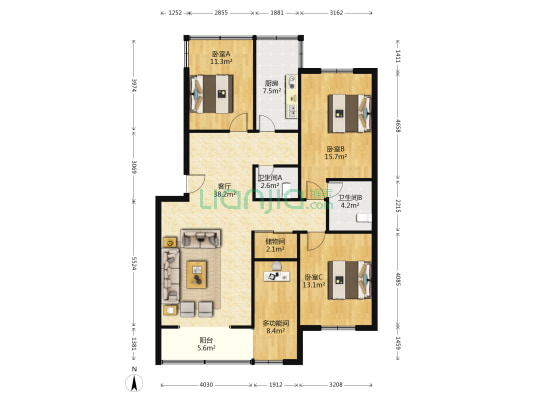 泰和苑 4室1厅2卫 130平方