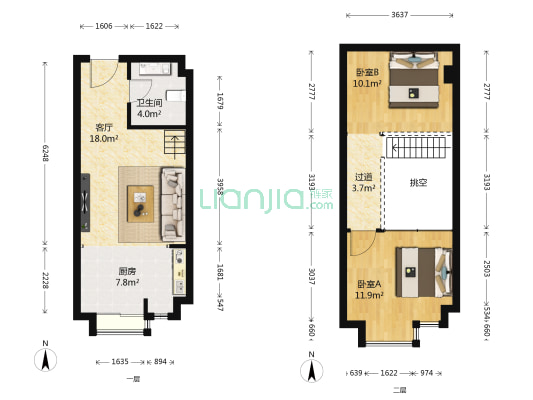 东郊小镇第六街区 2室1厅1卫 45平方