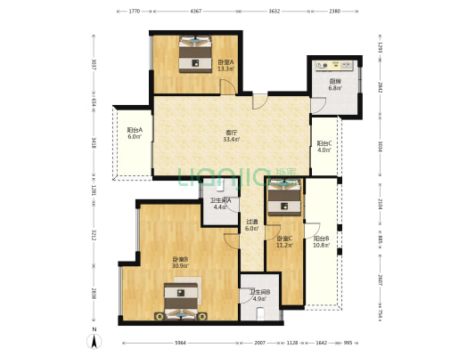 佳乐澜郡夏宫 3室1厅2卫 153平方