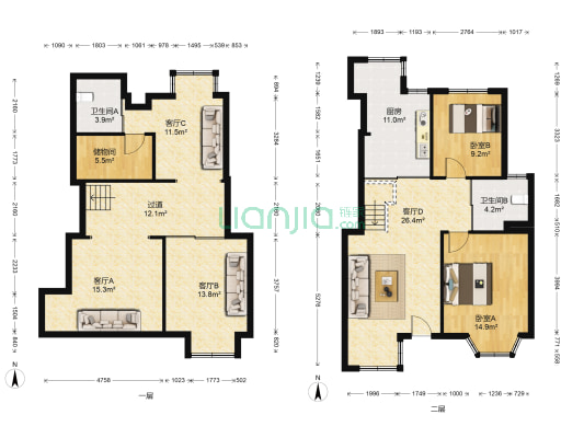 陽光温泉花园 2室4厅2卫 98平方