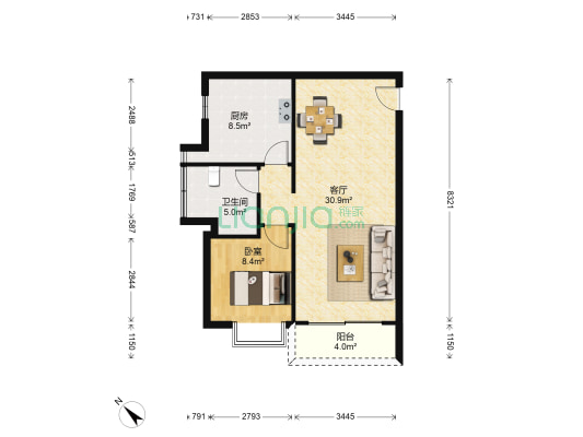 历昌华庭 1室1厅1卫 74平方