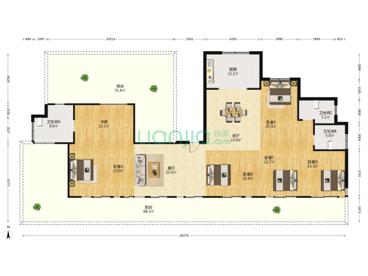 畔月湾 6室2厅3卫 227平方