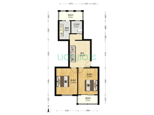 城中西路57弄 2室1厅1卫 70平方