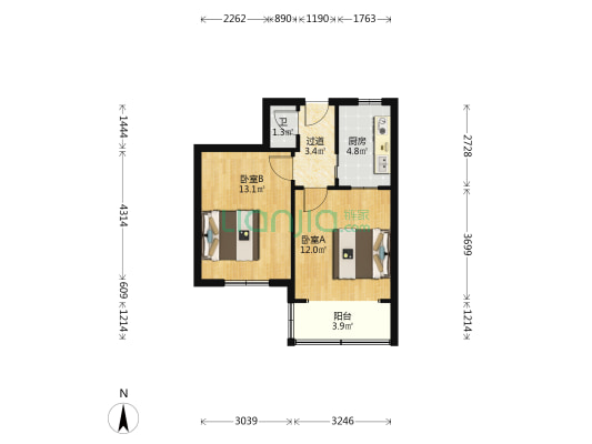 杭州路133-141(单号) 2室0厅1卫 47平方