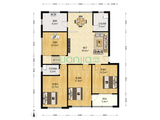 人民公园家属院 4室1厅2卫 147平方