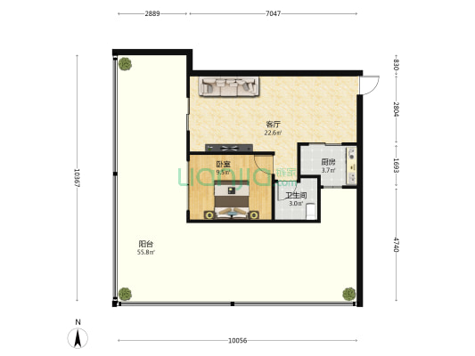 万科海上大都会 1室1厅1卫 81平方