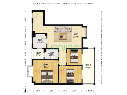 水城嘉瑞 3室1厅1卫 81平方