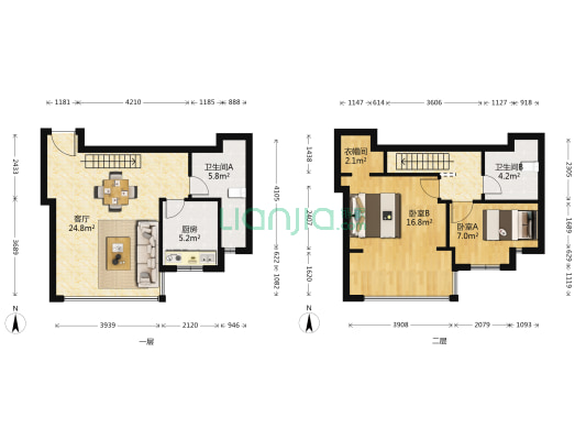 世茂·世纪尚城 2室1厅2卫 87平方