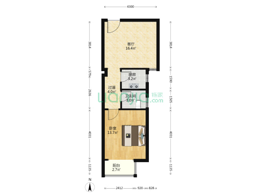 宝文大厦 1室1厅1卫 61平方